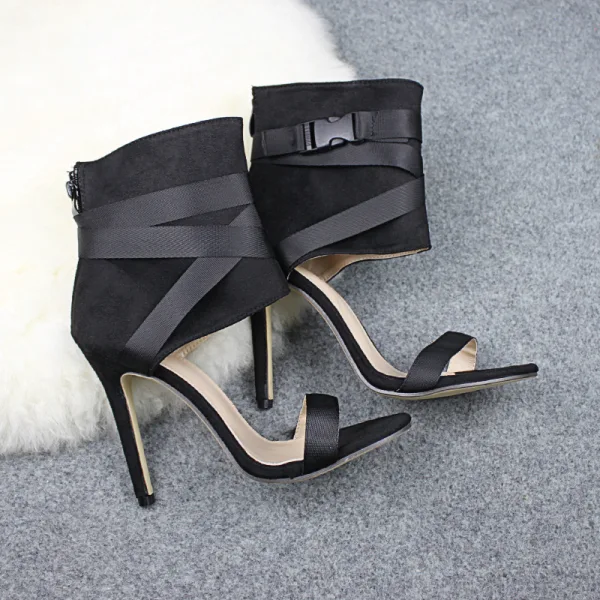 Modest / Simple Red Street Wear Womens Sandals 2021 11 cm Stiletto Heels Open / Peep Toe High Heels Sandals