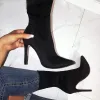 Hermoso Negro Ropa de calle Botas de mujer 2021 11 cm Stilettos / Tacones De Aguja High Heels Punta Estrecha Botas