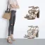 Fashion White Street Wear Snakeskin Print Womens Sandals 2021 Ankle Strap 10 cm Thick Heels Open / Peep Toe High Heels