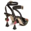 Vintage / Retro High-end Black Pageant Womens Sandals 2021 Leather Embroidered Ankle Strap 10 cm Stiletto Heels Open / Peep Toe High Heels
