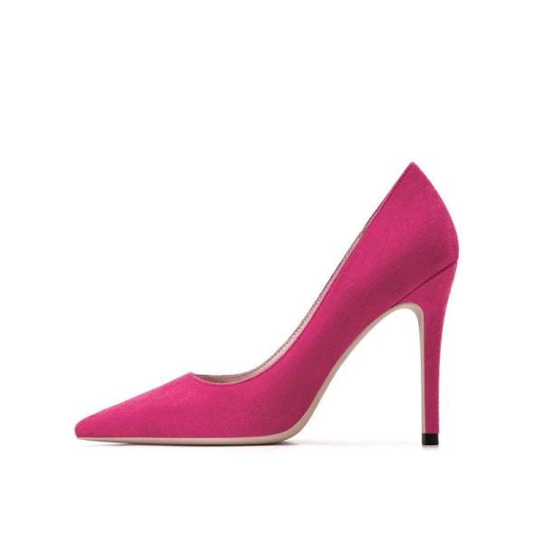 Schöne Burgunderrot Abend Leder Wildleder Pumps 2021 10 cm Stilettos Hochhackige Spitzschuh Pumps