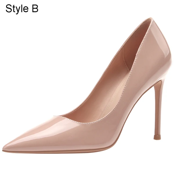 Fashion Burgundy Evening Party Patent Leather Pumps 2021 Leather High Heels 10 cm Stiletto Heels Pointed Toe Pumps