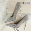 Glittrande Champagne Afton Paljetter Pumps 2021 Högklackade 9 cm Stilettklackar Spetsiga Pumps