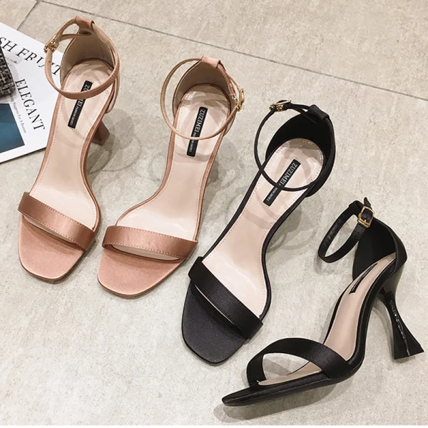 Sexy Noire Vêtements de vacances Sandales Femme 2021 Bride Cheville 8 cm Talons Aiguilles Peep Toes / Bout Ouvert Talons Hauts Sandales