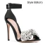 Sexy Noire Soirée Faux Diamant Sandales Femme 2021 10 cm Talons Aiguilles Bride Cheville Peep Toes / Bout Ouvert Talons Hauts Sandales
