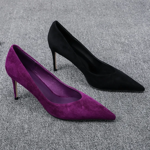 Modest / Simple Purple Office OL Suede Pumps 2021 7 cm Stiletto Heels High Heels Pointed Toe Pumps