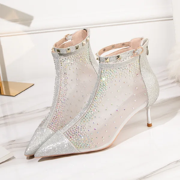 Women's Elegant Rhinestone Decoration Heel Boots For Cocktail or Party