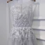 Modest / Simple Silver Wedding Party Dresses Bridesmaid Dresses 2017 Lace Flower Sequins Pearl Scoop Neck Sleeveless Short A-Line / Princess