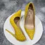 Chic / Beautiful Yellow Cocktail Party Snakeskin Print Pumps 2021 12 cm Stiletto Heels Pointed Toe Pumps High Heels