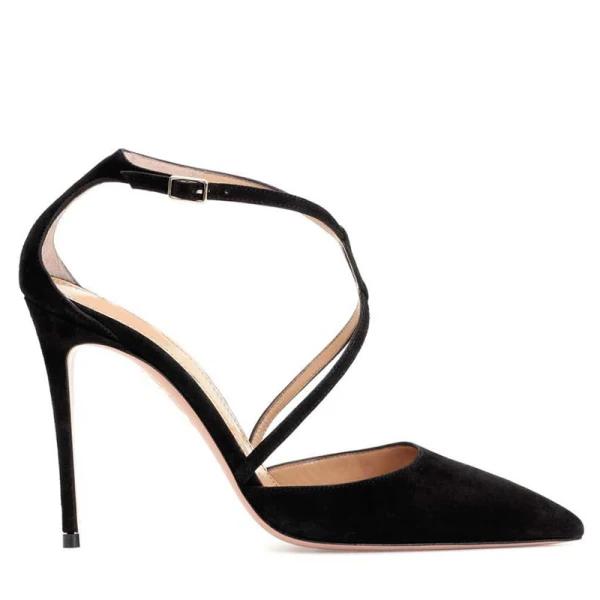 Sexy Black Cocktail Party X-Strap Womens Sandals 2021 10 cm Stiletto Heels Pointed Toe Sandals High Heels
