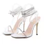 Römisch Sexy Schwarz Cocktail Flechten Strass Knöchelriemen Sandalen Damen 2021 12 cm Stilettos Peeptoes Sandaletten Hochhackige