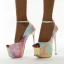 Fashion Multi-Colors Snakeskin Print Rave Club Womens Sandals 2021 Ankle Strap 16 cm Super Stiletto Heels Open / Peep Toe Sandals High Heels