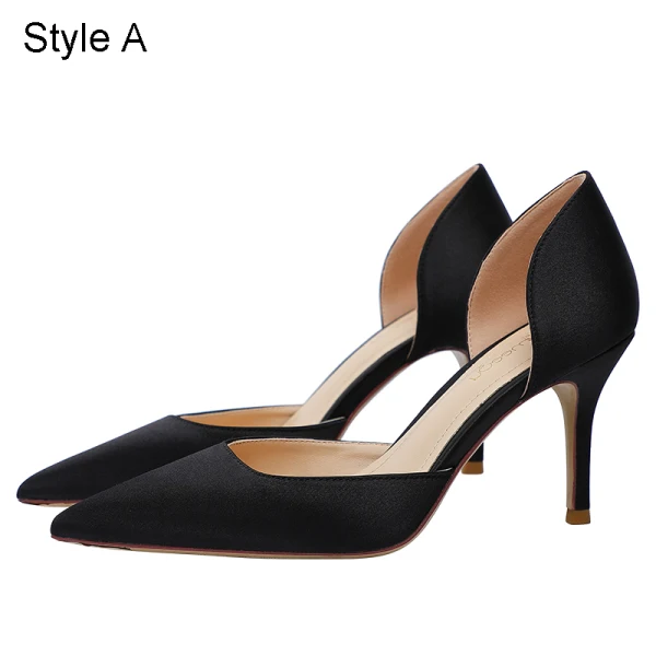 Chic / Beautiful Navy Blue Office OL Leather Open Side Womens Shoes 2021 8 cm Stiletto Heels Pointed Toe High Heels