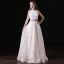 Chic / Beautiful Ivory 2 Piece Wedding Dresses 2018 A-Line / Princess Lace Pearl Scoop Neck Backless Sleeveless Floor-Length / Long Wedding