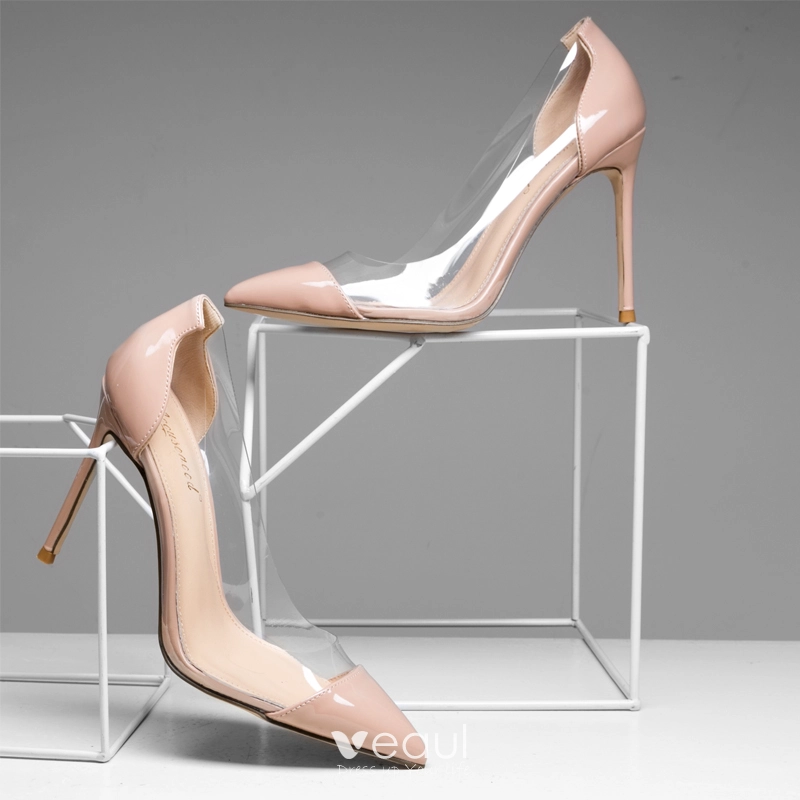 Transparent pointed toe pumps hotsell
