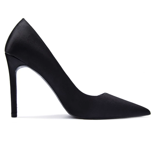 Fashion Black Evening Party Leather Pumps 2021 10 cm Stiletto Heels Pointed Toe Pumps High Heels