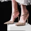 Sparkly Sexy Gold Evening Party Sequins Womens Sandals Leather 2021 X-Strap 8 cm Stiletto Heels Pointed Toe Sandals High Heels
