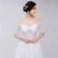 Chic / Beautiful White Wedding Dresses 2018 A-Line / Princess Lace Off-The-Shoulder Backless Short Sleeve Court Train Wedding