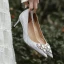 Charmant Argenté Faux Diamant Chaussure De Mariée 2021 7 cm Talons Aiguilles À Bout Pointu Mariage Escarpins Talons Hauts