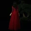 Charming Red Evening Dresses  2021 A-Line / Princess V-Neck Beading Sequins Lace Flower 3/4 Sleeve Floor-Length / Long Evening Party Formal Dresses
