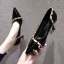 Chic / Beautiful Black Evening Party Patent Leather Rivet Pumps 2021 6 cm Stiletto Heels Pointed Toe Pumps High Heels