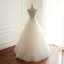 Chic / Belle Champagne Robe De Mariée 2018 Princesse Perlage Paillettes En Dentelle V-Cou Dos Nu Sans Manches Longue Mariage