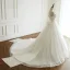 Moderne / Mode Blanche Robe De Mariée 2018 Robe Boule Perlage Cristal Faux Diamant Paillettes Noeud Bustier Dos Nu Sans Manches Tribunal Train Mariage