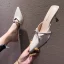 Charmig Svarta Casual Rhinestone Toffel & Flip flops 2021 6 cm Stilettklackar Spetsiga Sandaler Dam