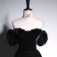 Chic / Beautiful Black Velvet Evening Dresses 2023 A-Line / Princess Off-The-Shoulder Short Sleeve Backless Floor-Length / Long Evening Party Formal Dresses