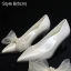 Classic Ivory Tulle Bow Pearl Wedding Shoes 2021 Leather 8 cm Stiletto Heels Pointed Toe Wedding Pumps High Heels