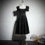 Modest / Simple Black Homecoming Graduation Dresses Little Black Dress 2021 A-Line / Princess Square Neckline Short Sleeve Backless Tea-length Formal Dresses