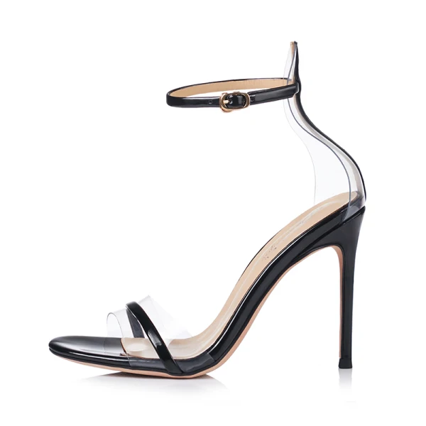 Sexy Rot Cocktail Sandalen Damen 2021 Leder Knöchelriemen 10 cm Stilettos Spitzschuh Sandaletten Hochhackige