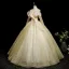 Elegant Yellow Appliques Prom Dresses 2025 Ball Gown Off-The-Shoulder Long Sleeve Backless Floor-Length / Long Formal Dresses