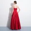 Chic / Belle Rouge Robe De Soirée 2018 Princesse Paillettes Encolure Dégagée Dos Nu Manches Courtes Longue Robe De Ceremonie