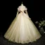 Elegant Yellow Appliques Prom Dresses 2025 Ball Gown Off-The-Shoulder Long Sleeve Backless Floor-Length / Long Formal Dresses
