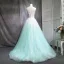 Chic / Beautiful Gradient-Color Prom Dresses 2018 Ball Gown Beading Appliques Lace Scoop Neck Backless Sleeveless Floor-Length / Long Formal Dresses