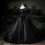 Vintage / Retro Black Prom Dresses 2025 Ball Gown Off-The-Shoulder Short Sleeve Backless Floor-Length / Long Prom Formal Dresses