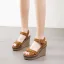 Chic / Beautiful Brown Street Wear Waterproof Womens Sandals 2021 Ankle Strap 11 cm Wedges Open / Peep Toe Sandals High Heels