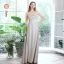 Modest / Simple Grey Satin Bridesmaid Dresses 2021 A-Line / Princess Short Sleeve Backless Floor-Length / Long Wedding Party Dresses