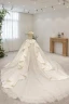 Vintage / Retro High-end Ivory Wedding Dresses 2021 Ball Gown Scoop Neck Beading Pearl Rhinestone Sleeveless Backless Royal Train Wedding