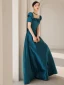 Vintage / Retro Royal Blue Satin Prom Dresses 2021 A-Line / Princess Scoop Neck Short Sleeve Backless Bow Floor-Length / Long Prom Formal Dresses