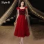Vintage / Retro Red Pearl Sequins Prom Dresses 2021 A-Line / Princess Square Neckline Short Sleeve Backless Floor-Length / Long Prom Formal Dresses
