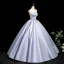 Chic / Beautiful Lavender Prom Dresses 2025 Ball Gown Strapless Sleeveless Backless Floor-Length / Long Formal Dresses
