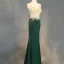 Chic / Beautiful Dark Green Evening Dresses  2018 Trumpet / Mermaid Handmade  Beading Crystal Rhinestone V-Neck Backless Sleeveless Floor-Length / Long Formal Dresses