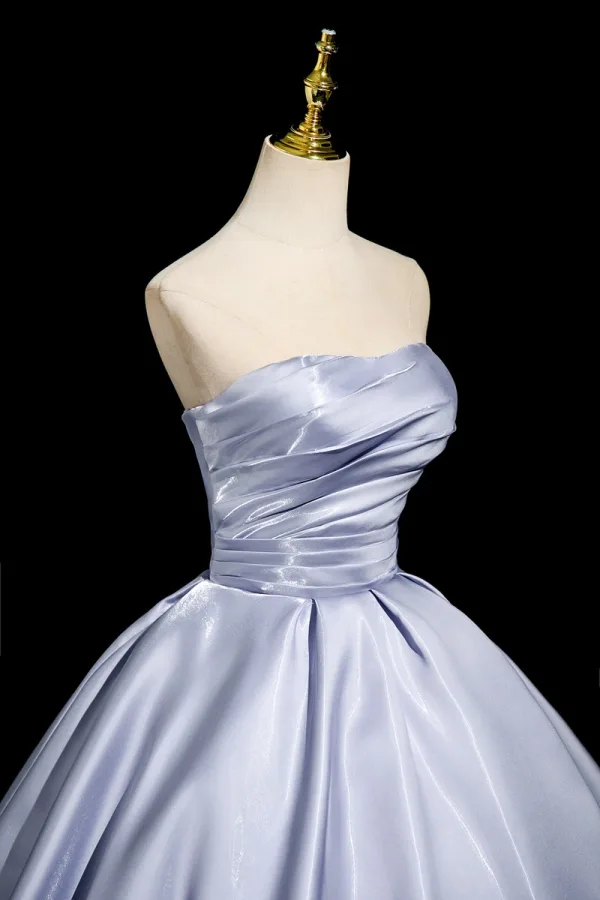 Chic / Beautiful Lavender Prom Dresses 2025 Ball Gown Strapless Sleeveless Backless Floor-Length / Long Formal Dresses