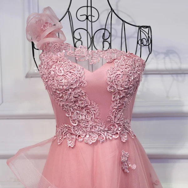 Charmant Robe Pour Mariage 2017 En Dentelle Paillettes Fleur Une épaule Sans Manches Longueur Cheville Empire Robe Demoiselle D'honneur