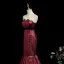 Sexy Burgundy Glitter Prom Dresses 2025 Trumpet / Mermaid Strapless Sleeveless Backless Floor-Length / Long Evening Party Formal Dresses