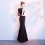 Elegante Schwarz Abendkleider 2018 Mermaid Pailletten Gespaltete Front Rundhalsausschnitt Ärmellos Lange Festliche Kleider