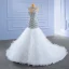 High-end White Glitter Wedding Dresses 2021 Trumpet / Mermaid Scoop Neck Beading Crystal Sequins Sleeveless Chapel Train Wedding