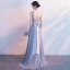 Modest / Simple Pearl Pink Bridesmaid Dresses 2018 A-Line / Princess Bow Scoop Neck Backless Sleeveless Sweep Train Wedding Party Dresses